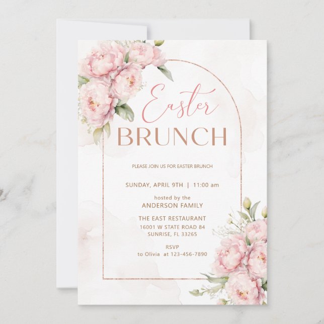 Invitación Brunch de Pascua de Primavera (Anverso)