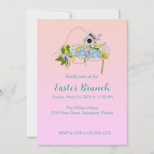 Invitación Brunch de Pascua de Primavera (Anverso)