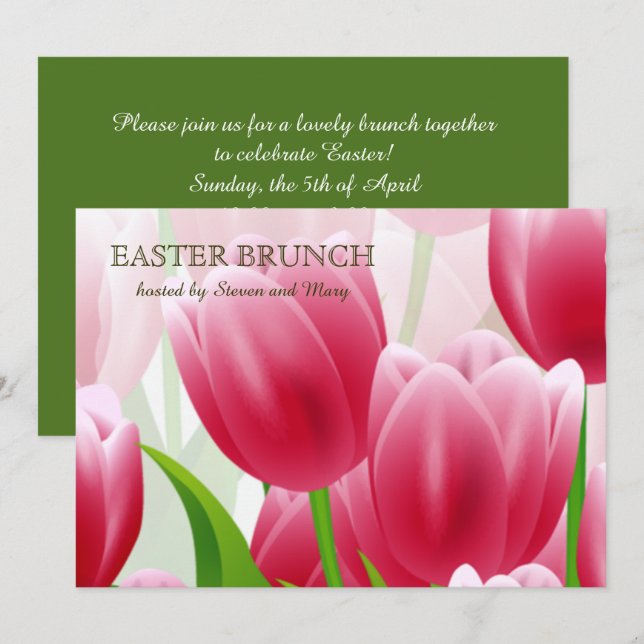 Invitación Brunch de Pascua de Primavera Tulips Personalizado (Anverso / Reverso)