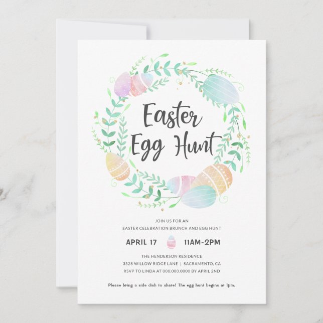 Invitación Brunch de Pascua de Semana Santa colorida (Anverso)