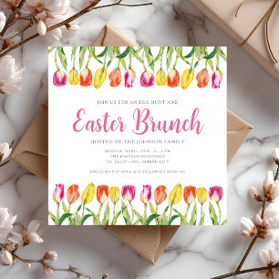 Invitación Brunch de Pascua de tulipanes florales rosados ele