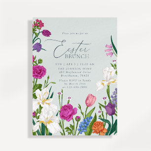 Invitación Brunch de Pascua elegante floral verde claro