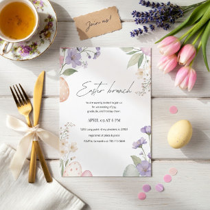 Invitación Brunch de Pascua elegante Primavera floral paste