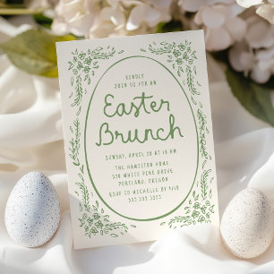 Invitación Brunch de Pascua Elegante y Caprichoso Verde