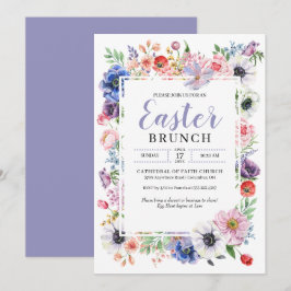 Invitación Brunch de Pascua en Jardín de Flores de Primavera