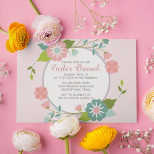 Invitación Brunch de Pascua Fiesta floral rosado