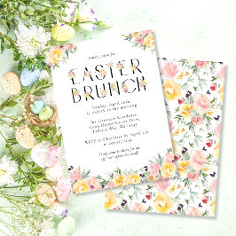 Invitación Brunch de Pascua Floral Acuarela Elegante