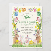 Brunch de Pascua Floral Acuarela Huevo Conejo Tete