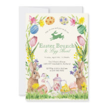 Brunch de Pascua Floral Acuarela Huevo Conejo Tete