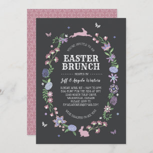 Invitación Brunch de Pascua Floral de Arte Popular
