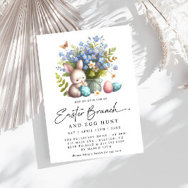 Invitación Brunch de Pascua Floral de Primavera de Conejo Mod