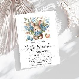 Invitación Brunch de Pascua Floral de Primavera de Conejo Mod