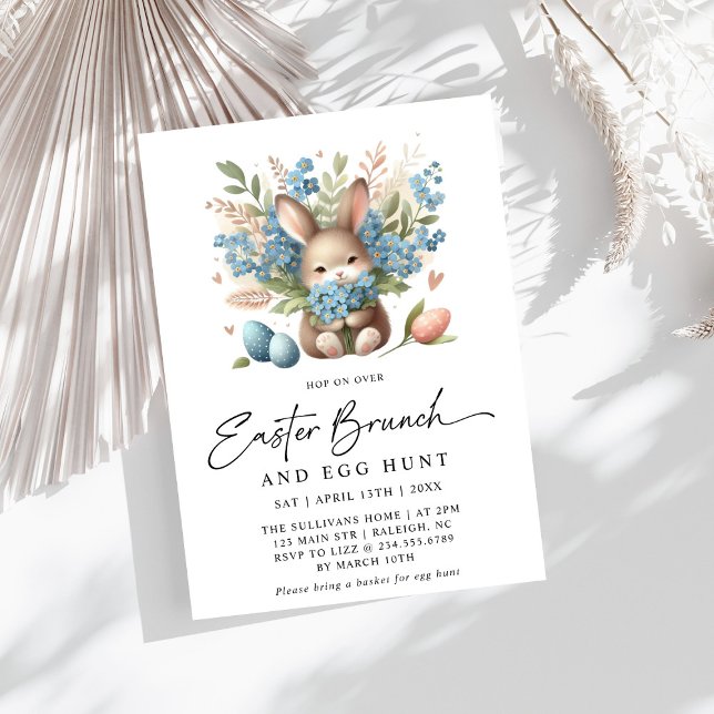 Invitación Brunch de Pascua Floral de Primavera de Conejo Mod (Subido por el creador)