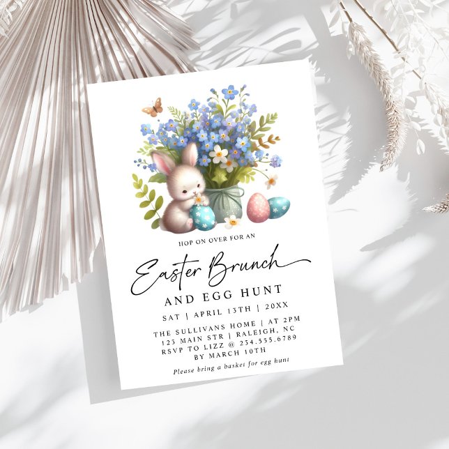 Invitación Brunch de Pascua Floral de Primavera de Conejo Mod (Subido por el creador)