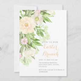 Invitación Brunch de Pascua floral en acuarela rosa rubor