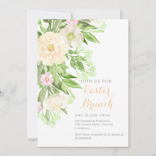 Invitación Brunch de Pascua floral en acuarela rosa rubor