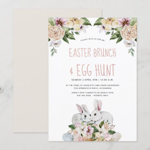 Invitación Brunch de Pascua Floral y caza de huevos