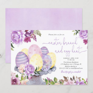 Invitación Brunch de Pascua Floral y caza de huevos