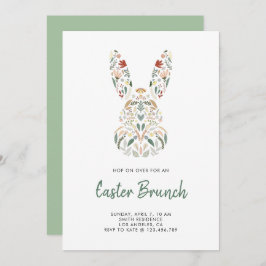 Invitación Brunch de Pascua Moderno de Moda Floral Bunny