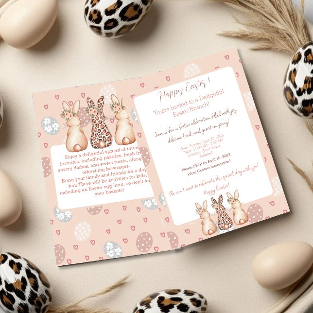 Invitación Brunch de Pascua Personalizado de Boho Bunny (Boho Bunny Personalized Easter Brunch Invitation)