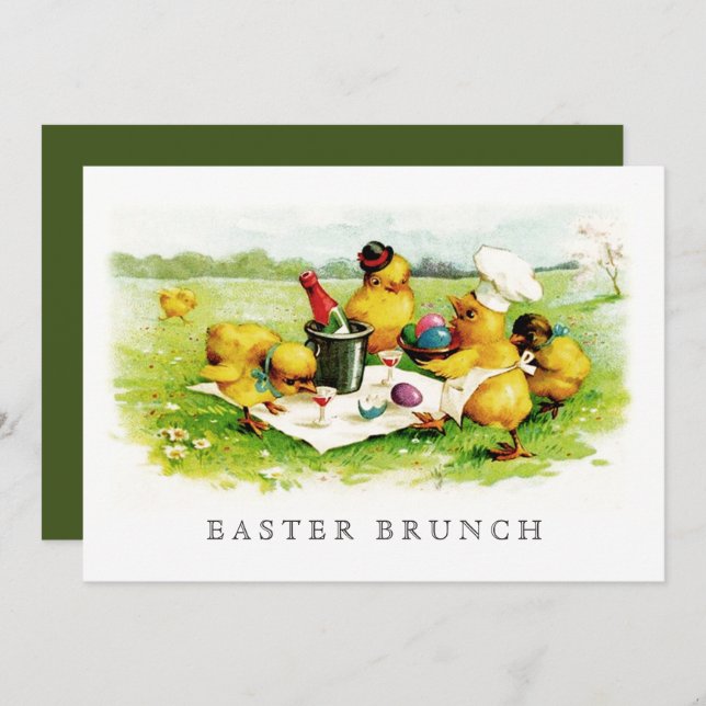 Invitación Brunch de Pascua Personalizado Vintage (Anverso / Reverso)