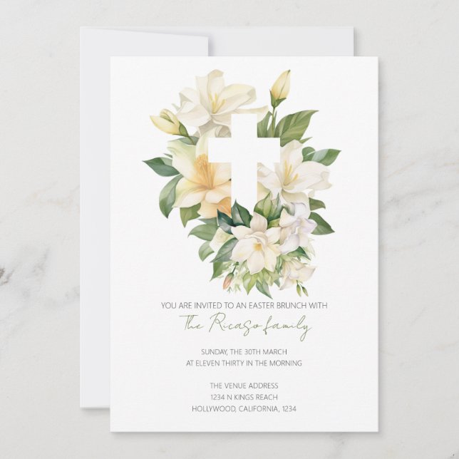 Invitación Brunch de Pascua Religiosa Cristiana (Anverso)