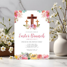 Invitación Brunch de Pascua Religioso con Acuarela Floral y B