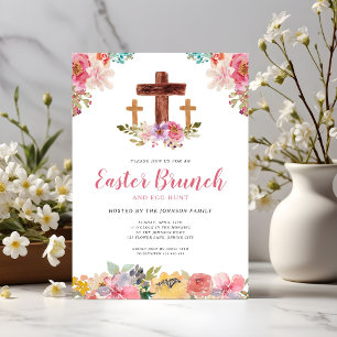 Invitación Brunch de Pascua Religioso con Acuarela Floral y B