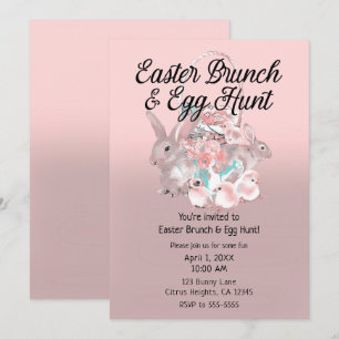 Invitación Brunch de Pascua Rosa y Fiesta de Primavera de Caz