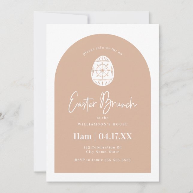 Invitación Brunch de Pascua Rubor Pink Egg Arch (Anverso)