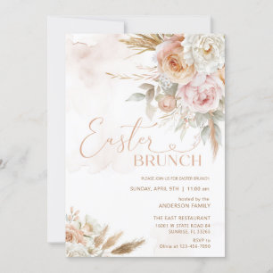 Invitación Brunch de Pascua Rubor Pink Flowers