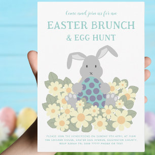 Invitación Brunch de Pascua y cacería de huevo floral de cone
