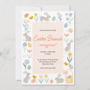Invitación Brunch de Pascua y caza de huevos