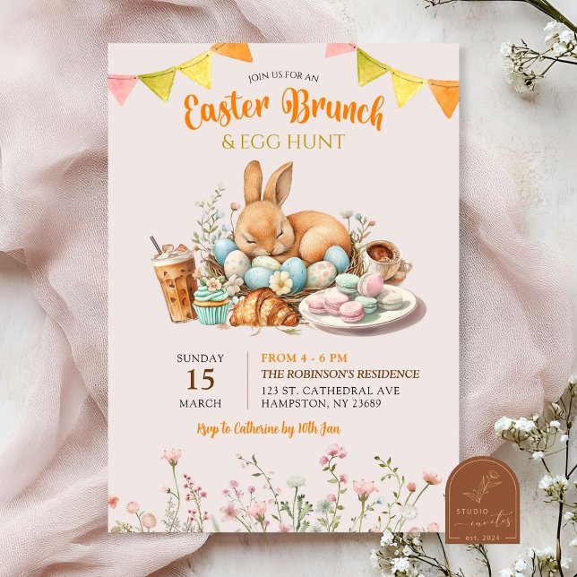 Invitación Brunch de Pascua y caza de huevos (Subido por el creador)