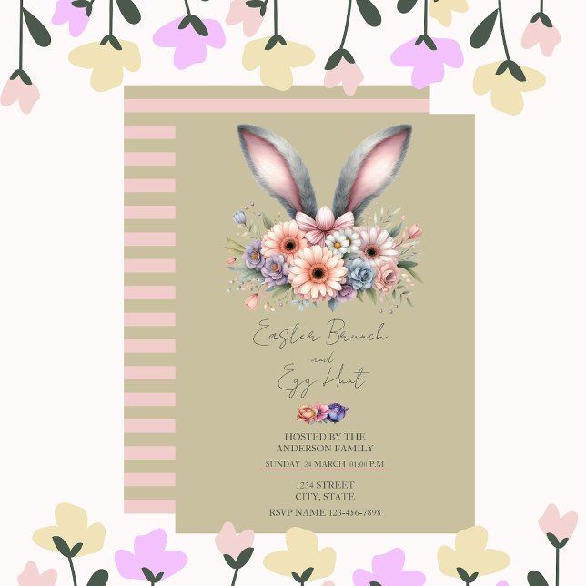 Invitación Brunch De Pascua Y Caza De Huevos Areja Verde (Subido por el creador)