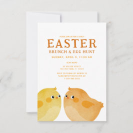 Invitación Brunch de Pascua y caza de huevos con dos pollos p
