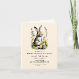 Invitación Brunch de Pascua y caza de huevos | Conejo de flor