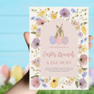 Invitación Brunch de Pascua y caza de huevos de Boho Wildflow