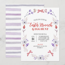 Invitación Brunch de Pascua y caza de huevos, floral blanca m