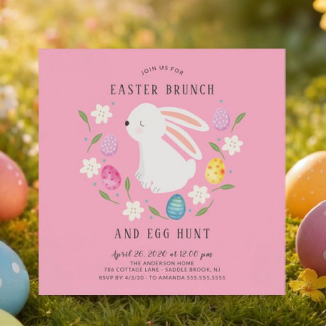 Invitación Brunch de Pascua y caza de huevos para conejitos a (Subido por el creador)