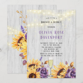 Invitación Brunch de peones morado de girasol de primavera y 