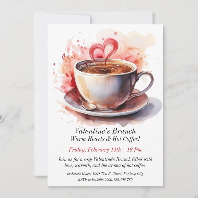Invitación Brunch de personalizable Valentine - Corazones cál (Anverso)