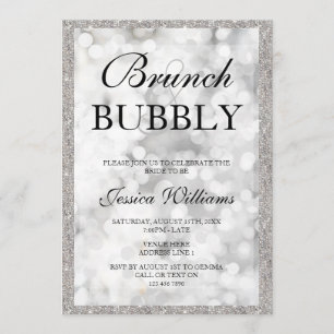 Invitación Brunch de plata de las lentejuelas y ducha nupcial