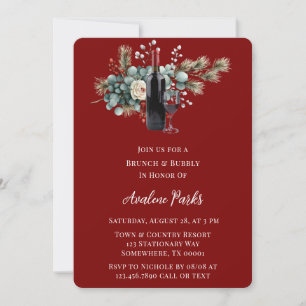 Invitación Brunch de rosa blanca y floral de invierno