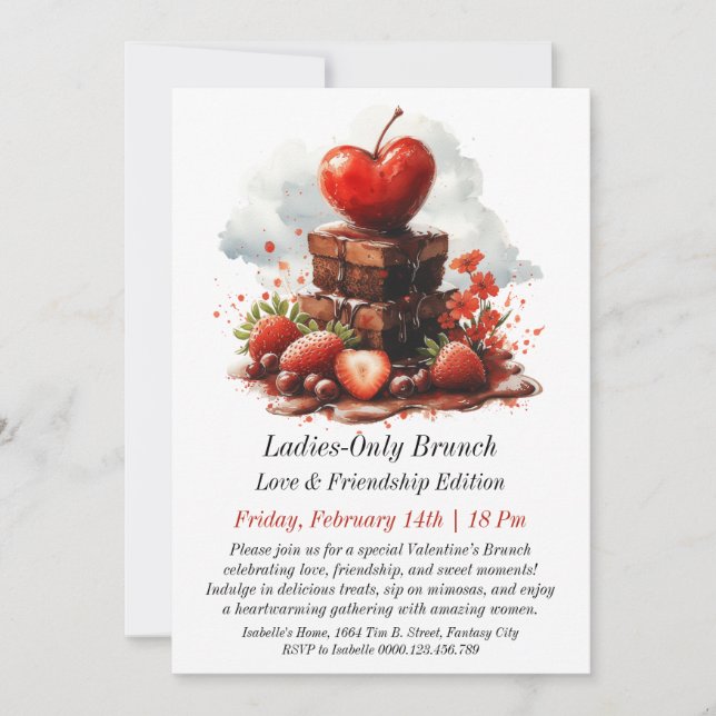 Invitación Brunch de San Valentín de personalizable invitado (Anverso)