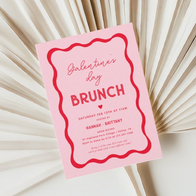 Invitación Brunch de San Valentín en el Día de Galentina Rosa (Subido por el creador)