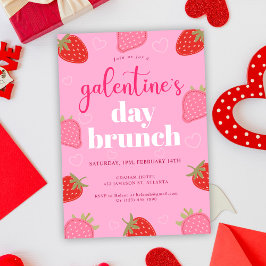 Invitación Brunch de San Valentín rosa de la chica rosa del d