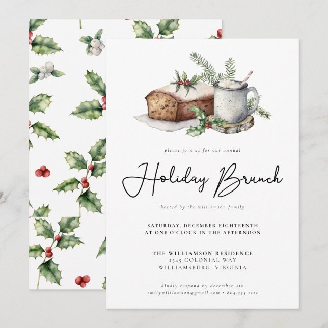 Invitación Brunch de vacaciones de brunch acuático de vacacio (Anverso / Reverso)