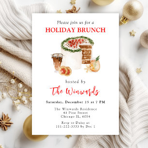 Invitación Brunch de vacaciones de pastel de Navidad y gallet