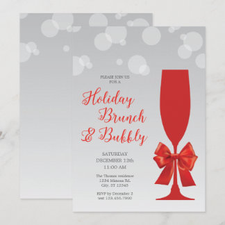Invitación Brunch de vacaciones de vidrio de Mimosa e invitac